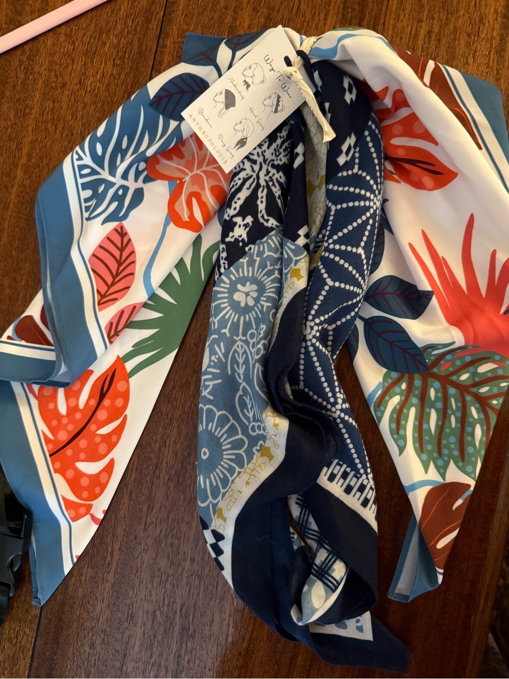 Anthropologie Multicolor Botanical Print Hair Scarf
